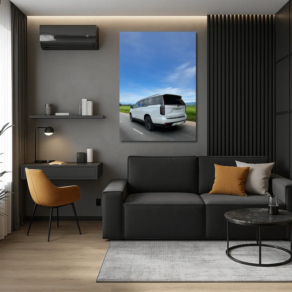 Cadillac Escalade White SUV Open Road – Wall Art