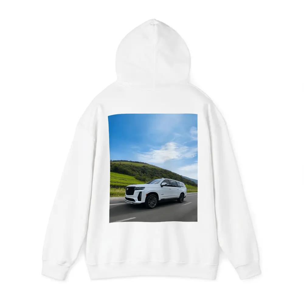 Cadillac Escalade White SUV Green Hills – Hoodies