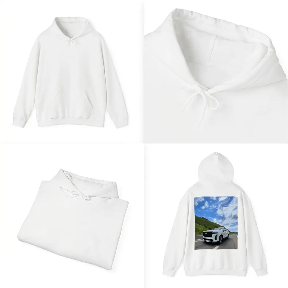 Cadillac Escalade White SUV Open Road – Hoodies