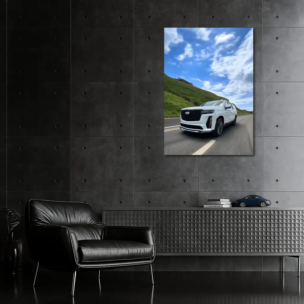 Cadillac Escalade White SUV Open Road – Wall Art