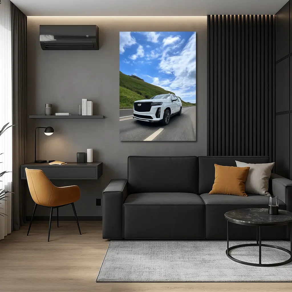 Cadillac Escalade White SUV Open Road – Wall Art