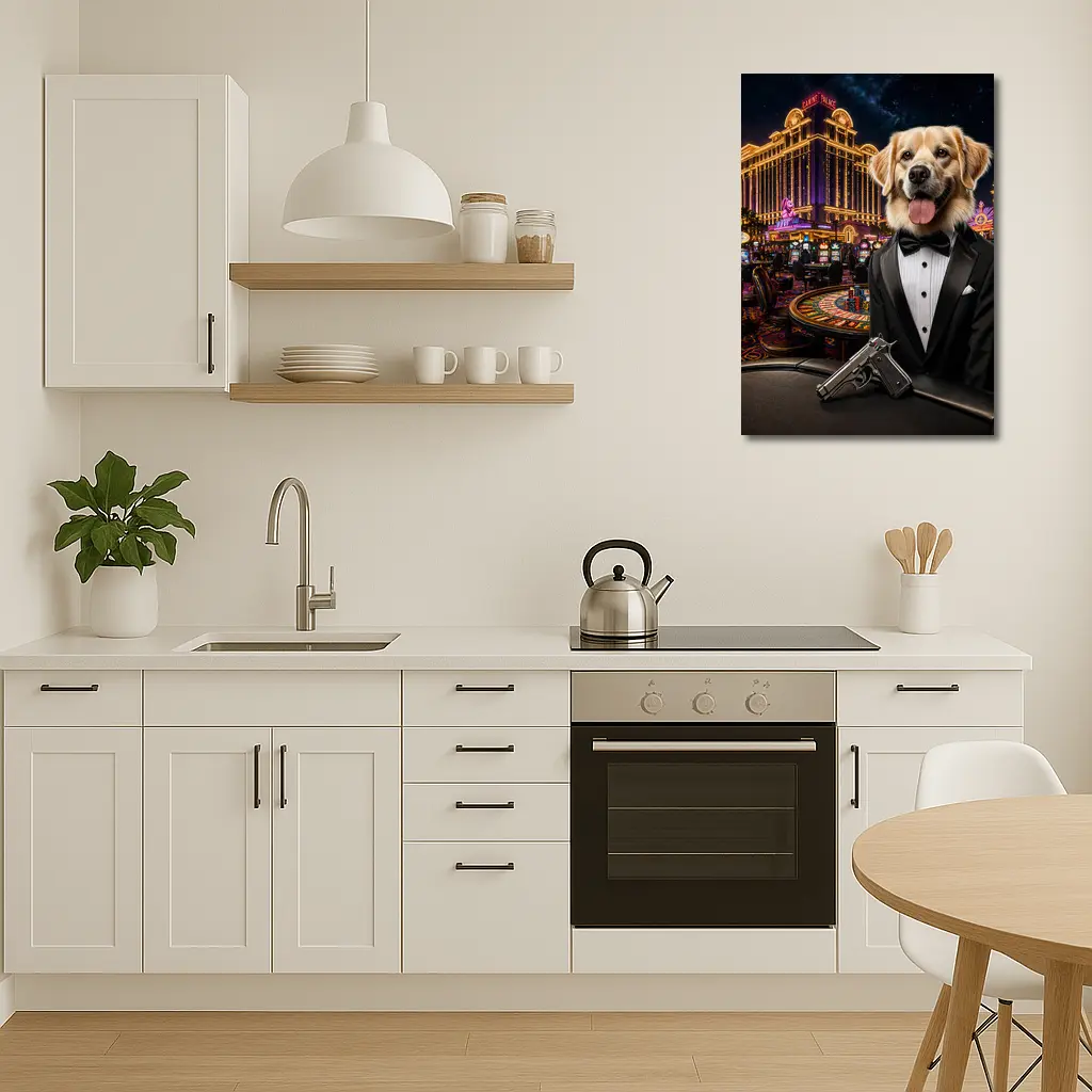 Golden Retriever Secret Agent Casino Tuxedo – Wall Art