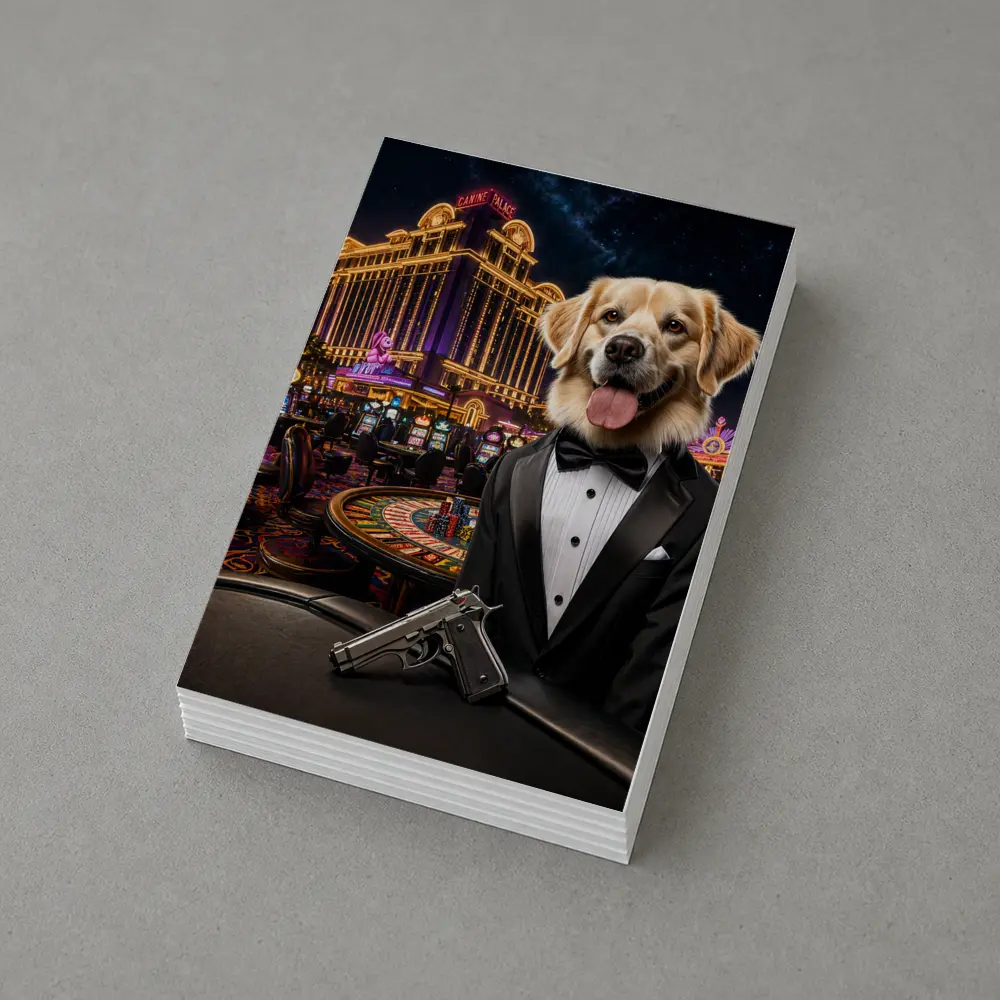 Golden Retriever Secret Agent Casino Tuxedo – Postcards