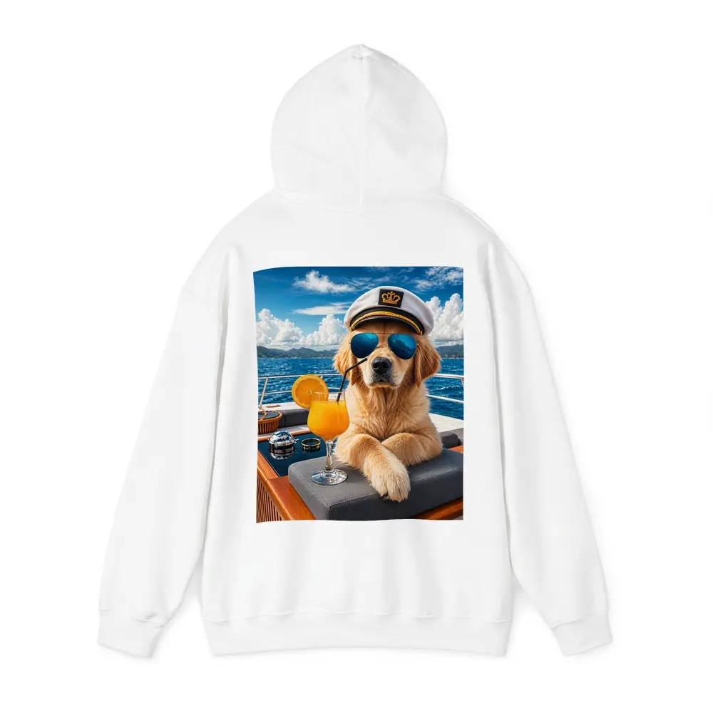 Golden Retriever Captain Relaxing on Luxury Yacht – Hoodies