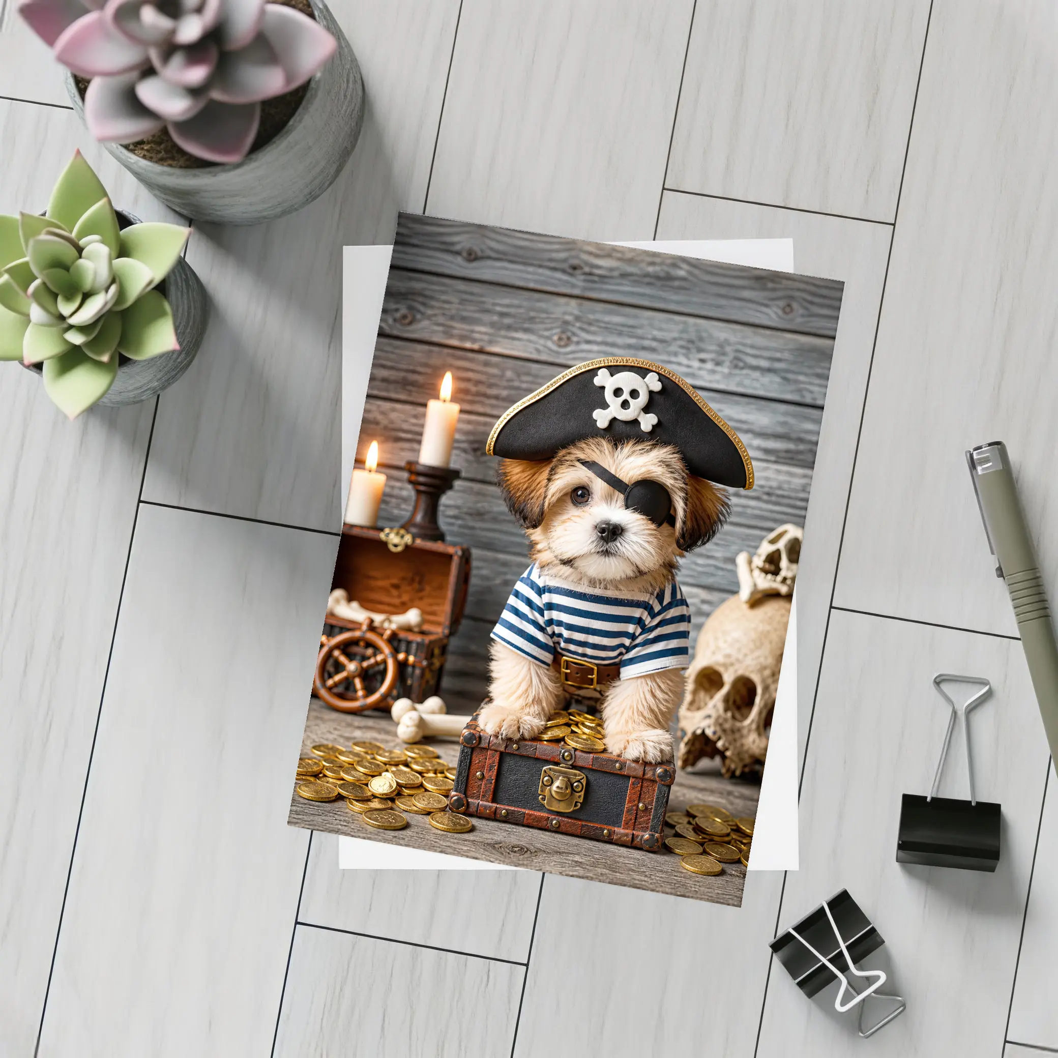 Shih Tzu Puppy Pirate Treasure Chest Adventure – Postcards