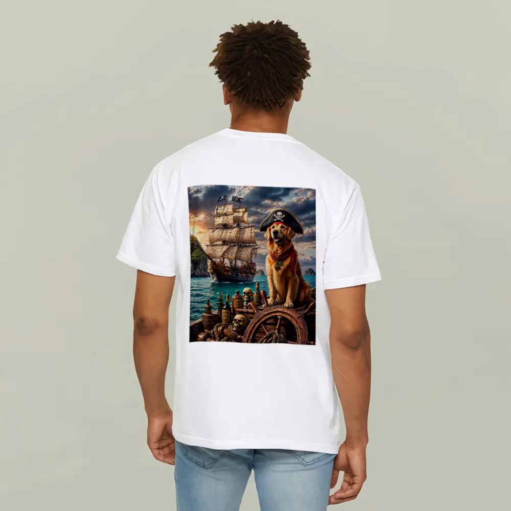 Golden Retriever Pirate Captain Sailing Ship Sea – T-Shirts