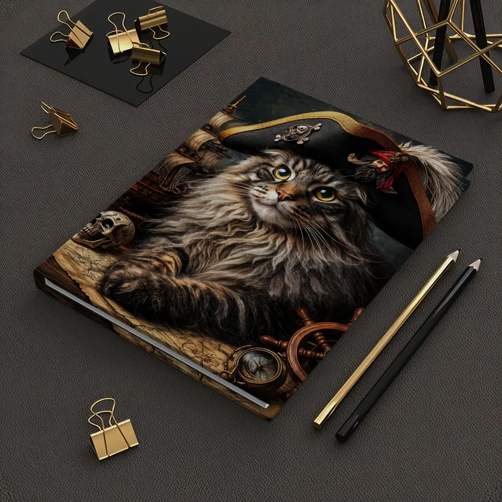 Maine Coon Cat Pirate Captain Nautical Scene – Notebooks