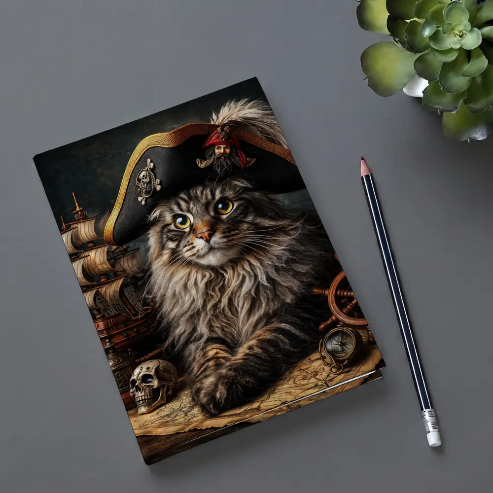 Maine Coon Cat Pirate Captain Nautical Scene – Notebooks