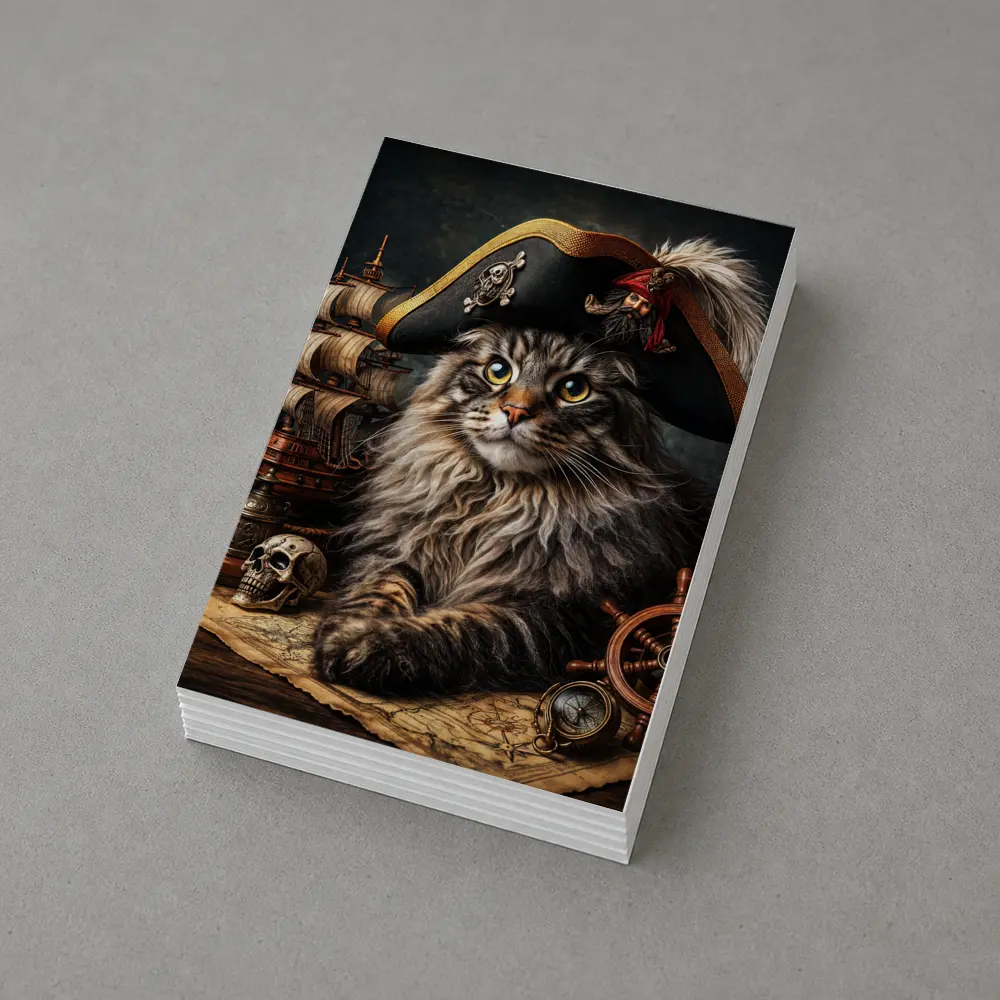 Maine Coon Cat Pirate Captain Nautical Scene – Postcards