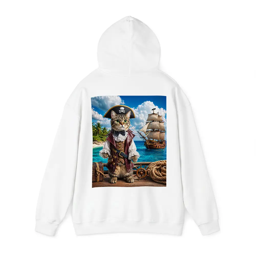 Tabby Cat Pirate Captain Tropical Island Ship – Hoodies