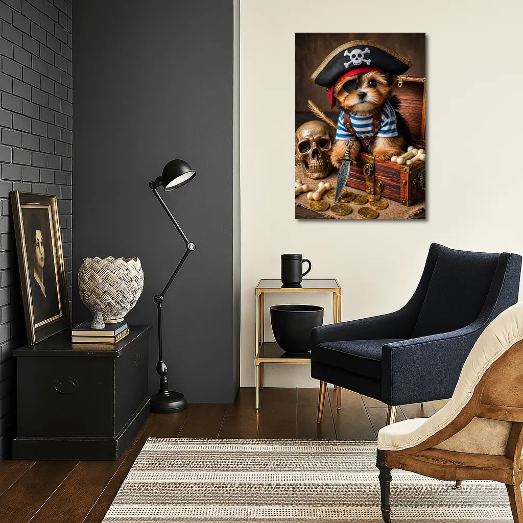 Yorkshire Terrier Pirate Puppy Treasure Chest – Wall Art