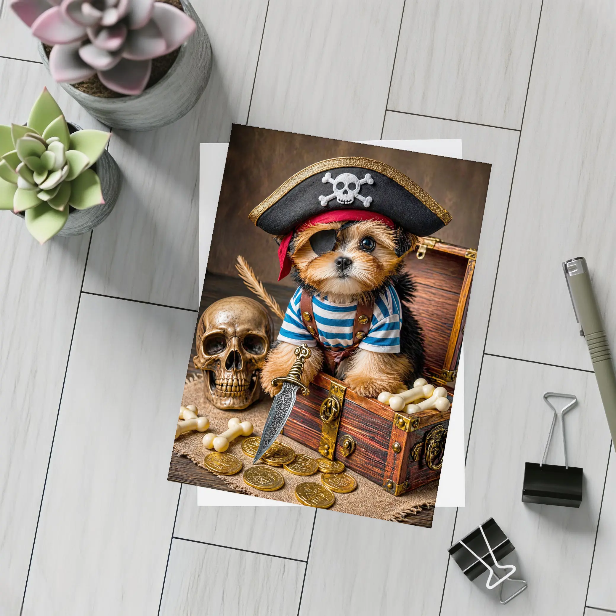 Yorkshire Terrier Pirate Puppy Treasure Chest – Postcards