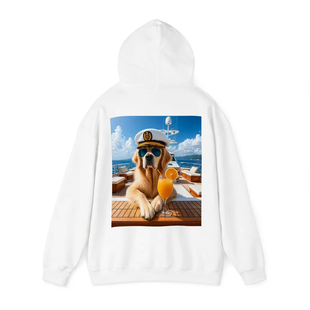 Golden Retriever Captain on Luxury Yacht – Hoodies