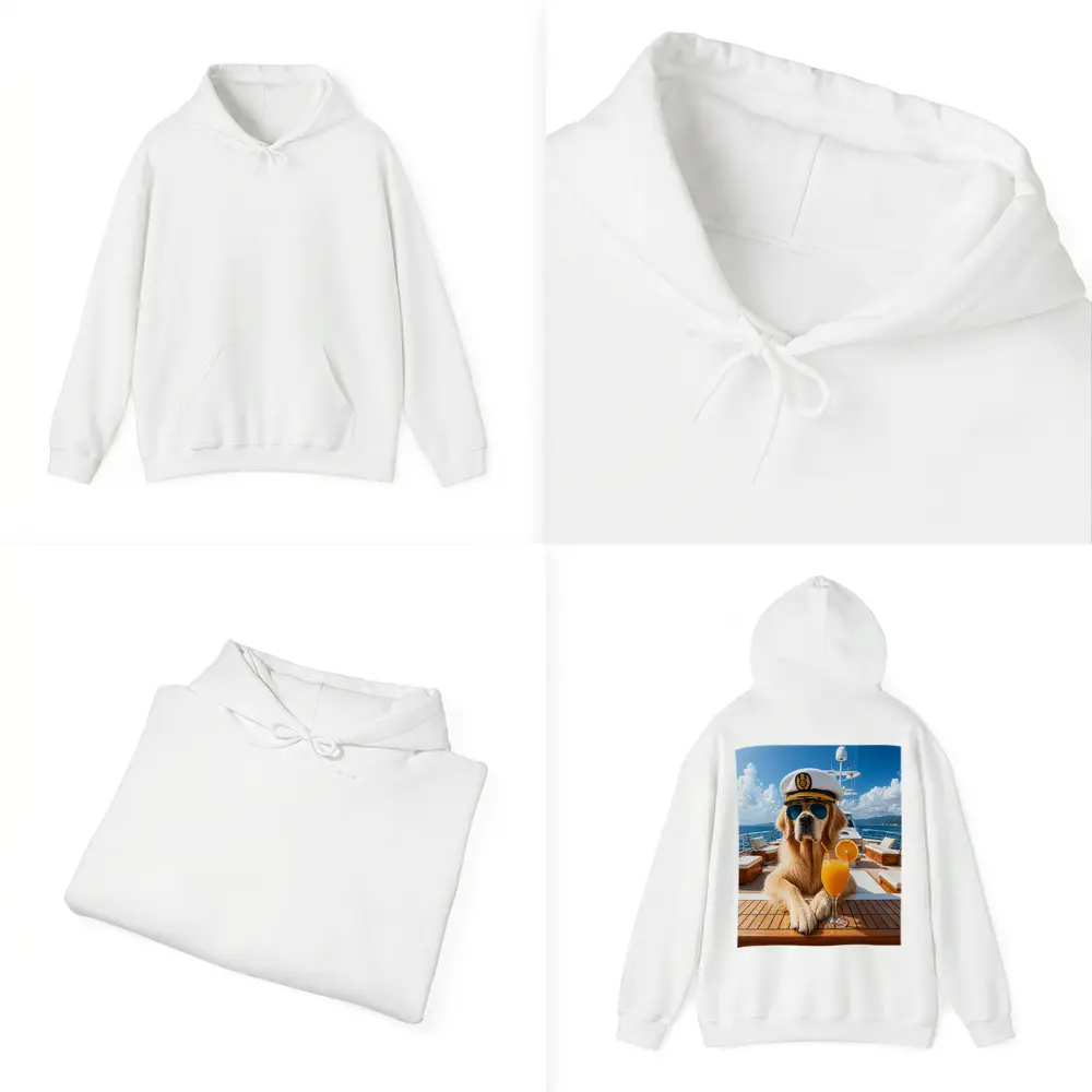 Golden Retriever Captain on Luxury Yacht – Hoodies
