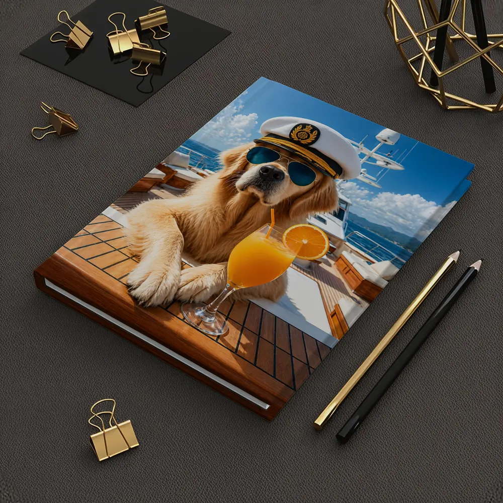 Golden Retriever Captain on Luxury Yacht – Notebooks
