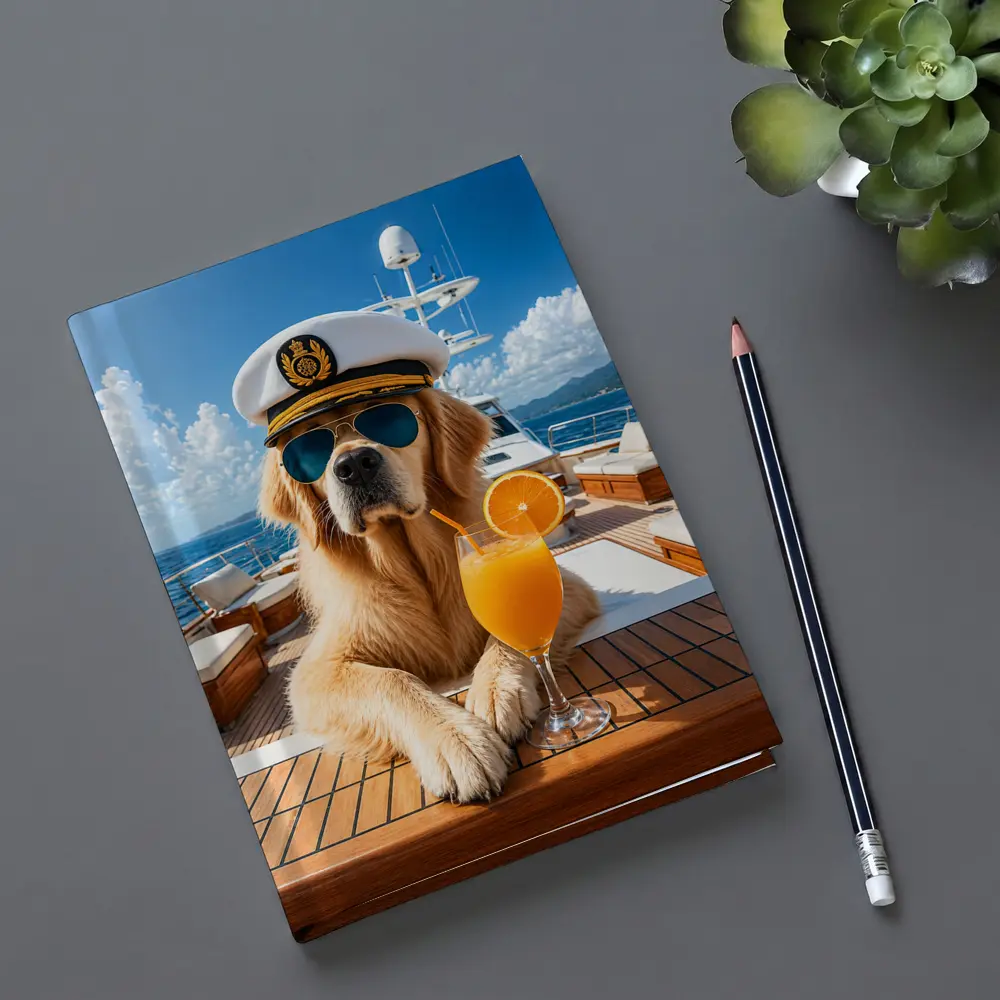 Golden Retriever Captain on Luxury Yacht – Notebooks