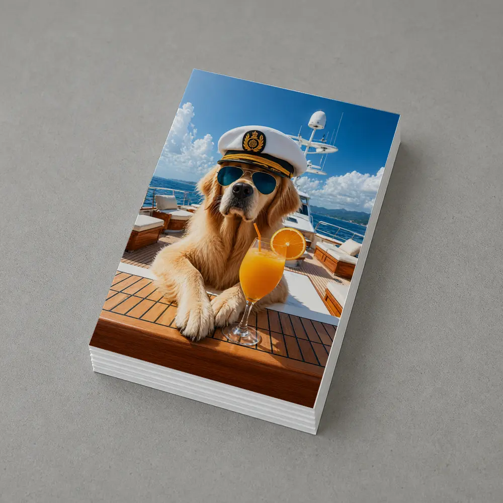 Golden Retriever Captain on Luxury Yacht – Postcards