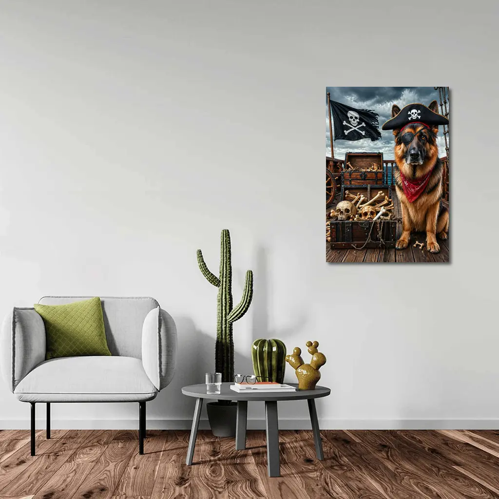 German Shepherd Pirate Captain Ship Deck – Wall Art