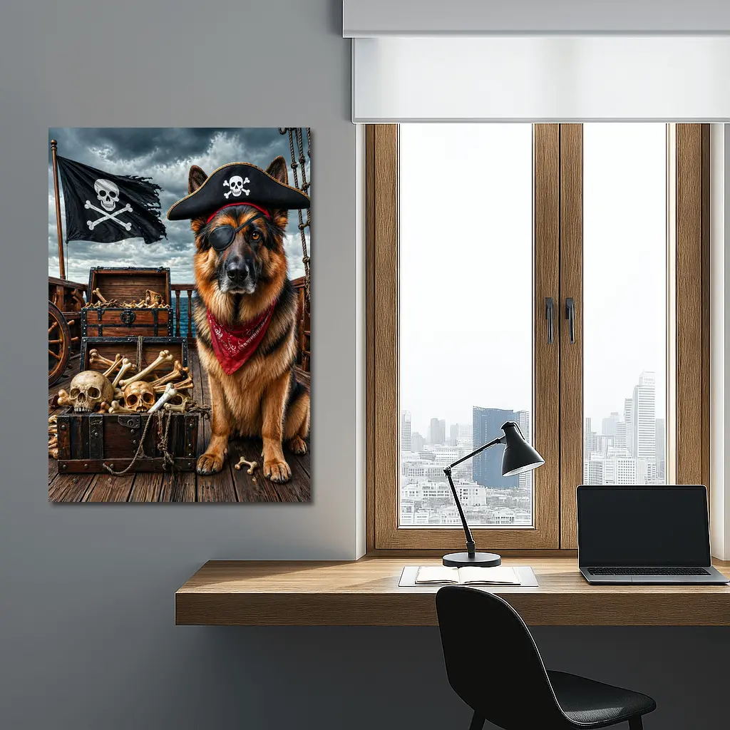 German Shepherd Pirate Captain Ship Deck – Wall Art