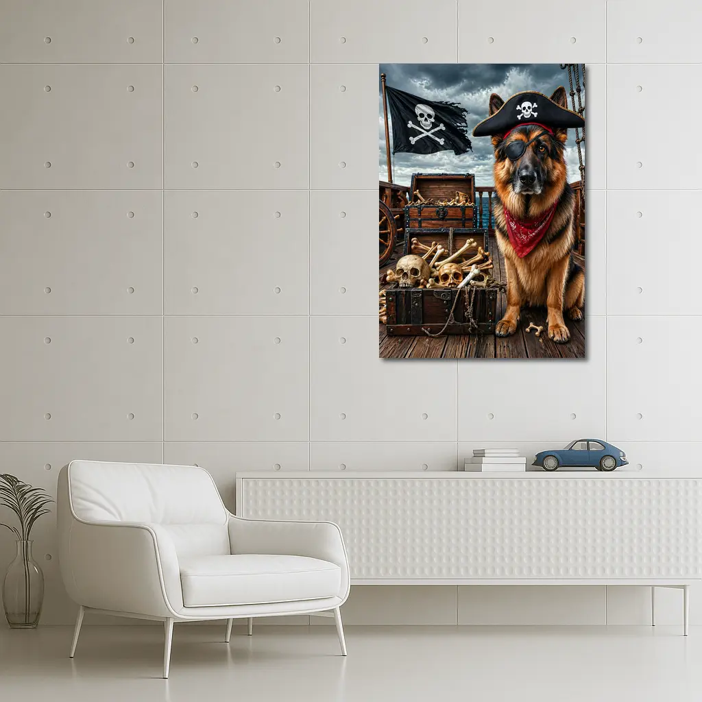 German Shepherd Pirate Captain Ship Deck – Wall Art