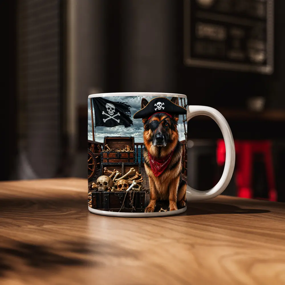 German Shepherd Pirate Captain Ship Deck – Mugs