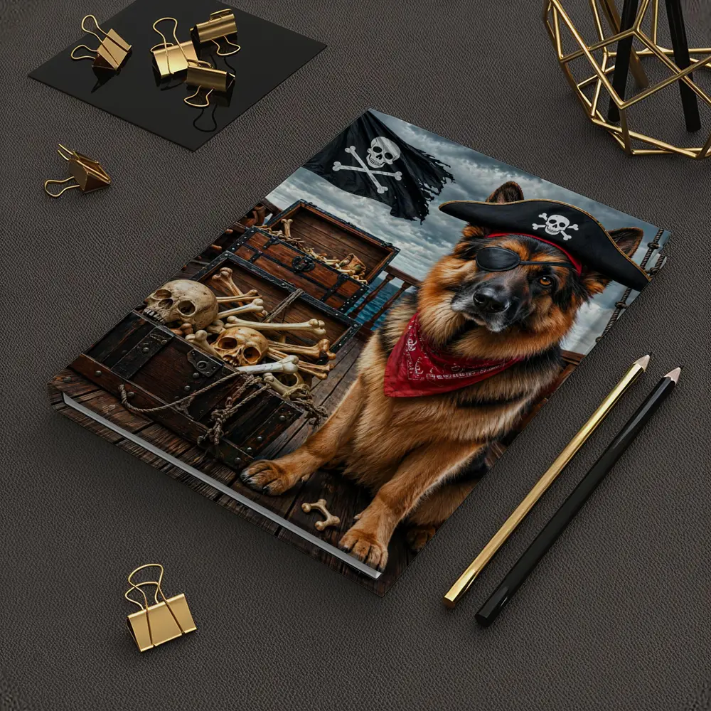 German Shepherd Pirate Captain Ship Deck – Notebooks