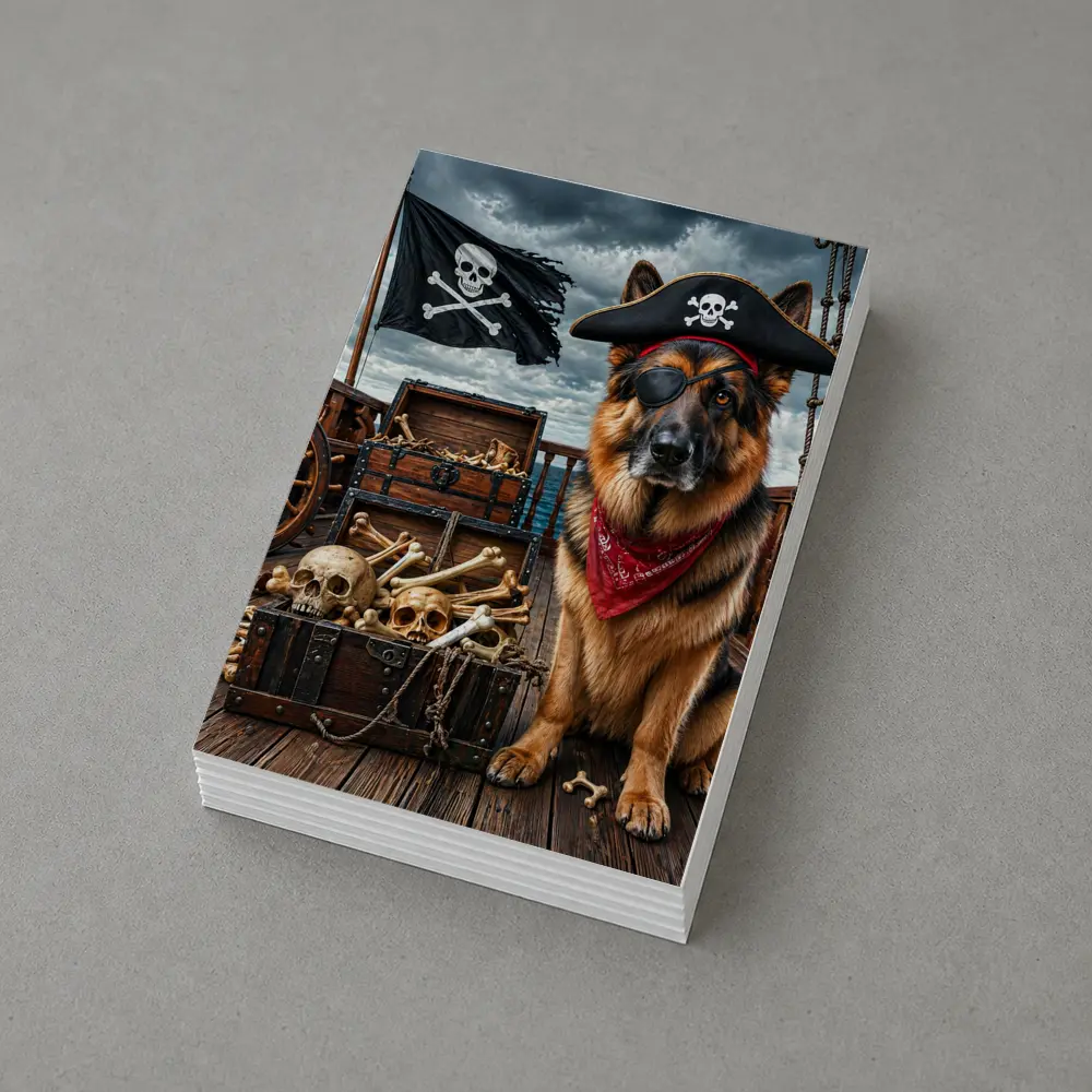 German Shepherd Pirate Captain Ship Deck – Postcards