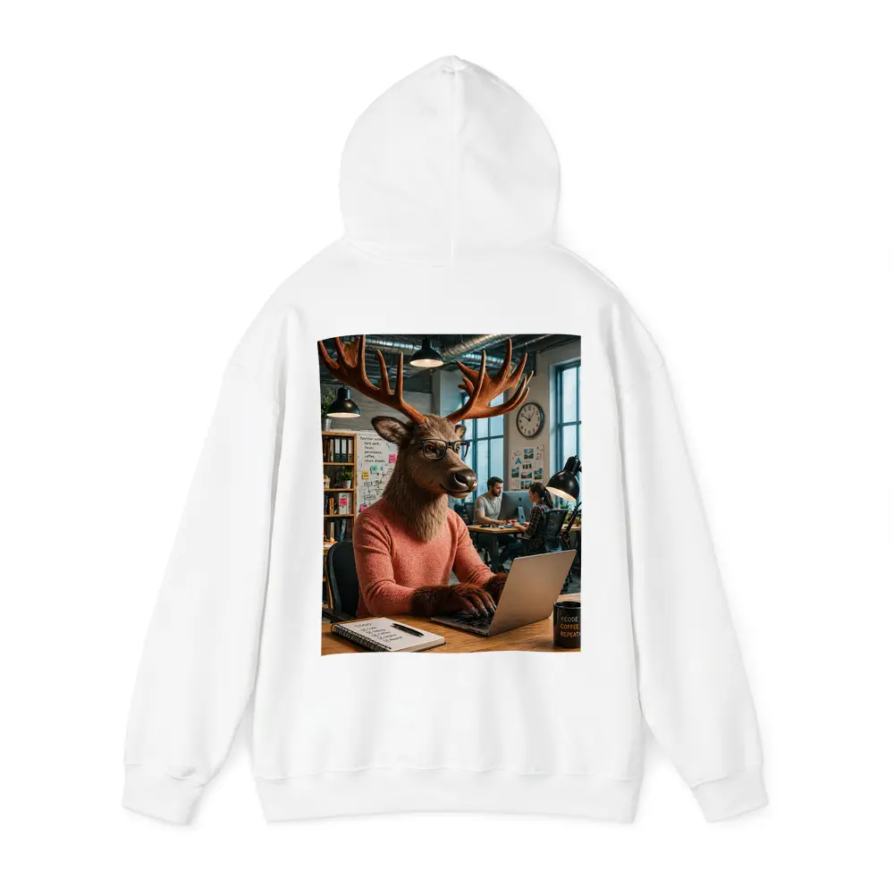 Deer Programmer Working Laptop Office Coworking – Hoodies