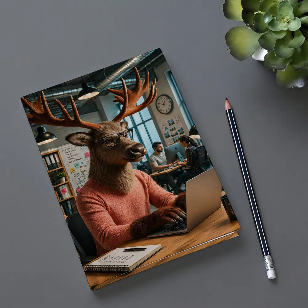 Deer Programmer Working Laptop Office Coworking – Notebooks