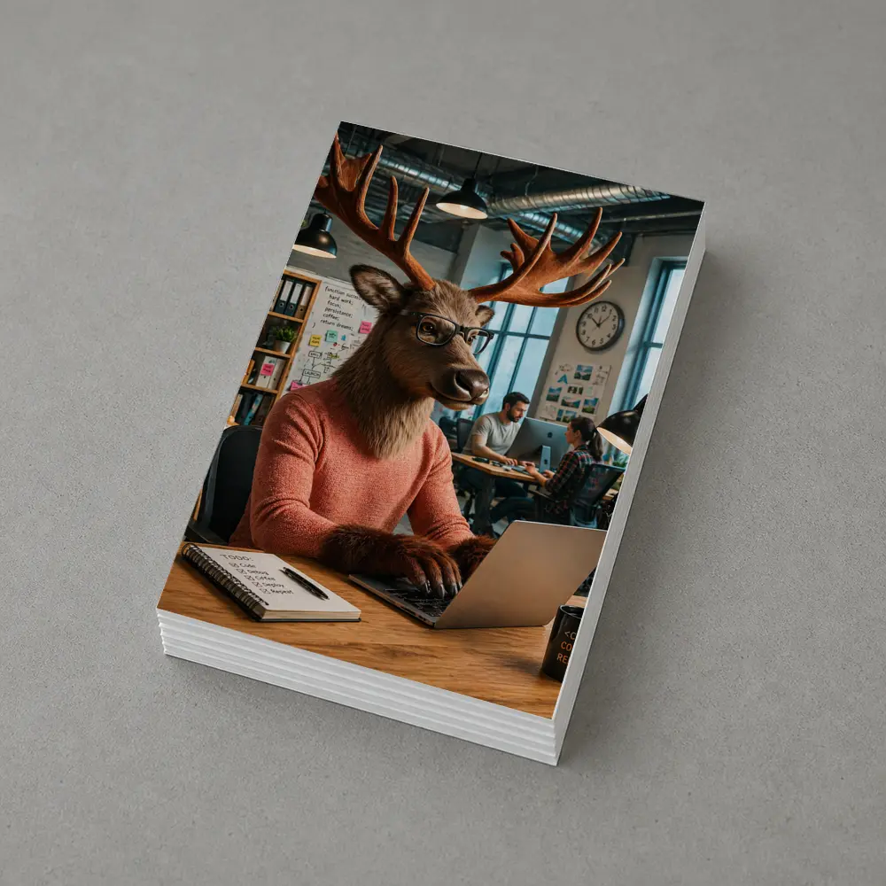 Deer Programmer Working Laptop Office Coworking – Postcards