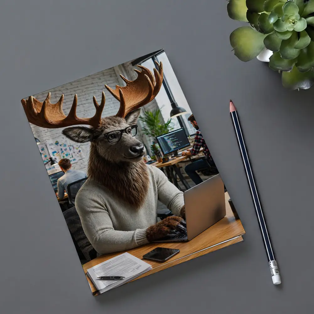 Moose Programmer Working Laptop Office Setting – Notebooks