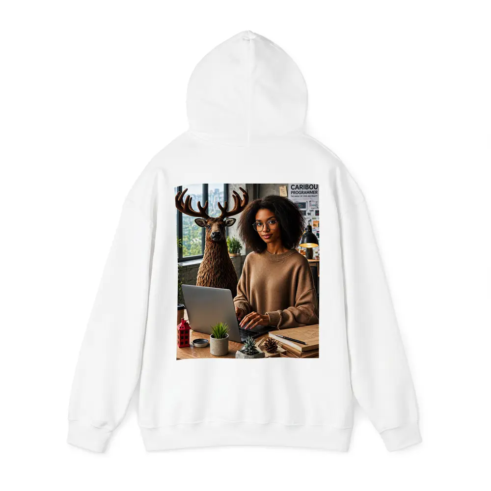 Caribou Programmer Woman Coding Office Setting – Hoodies