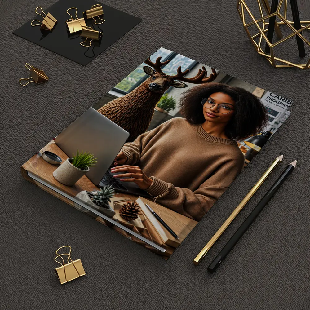 Caribou Programmer Woman Coding Office Setting – Notebooks