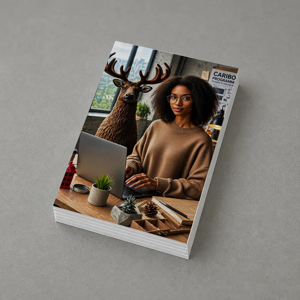 Caribou Programmer Woman Coding Office Setting – Postcards
