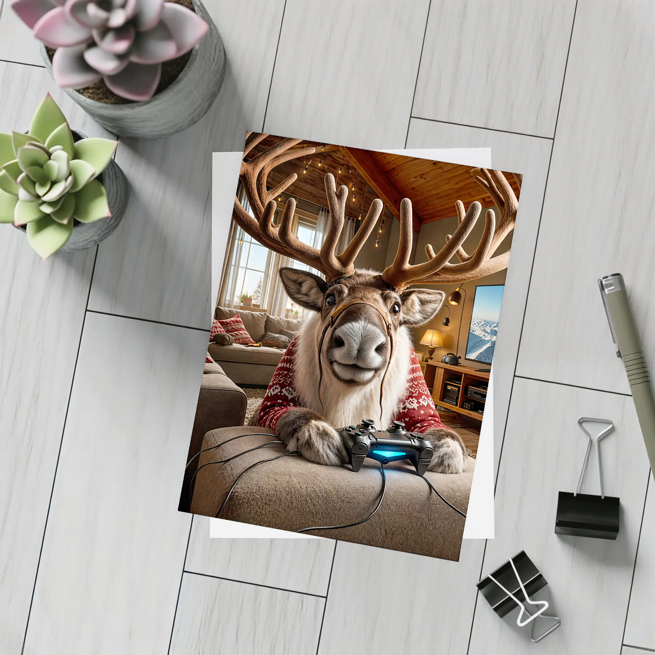 Caribou Gaming Controller Cozy Living Room – Postcards