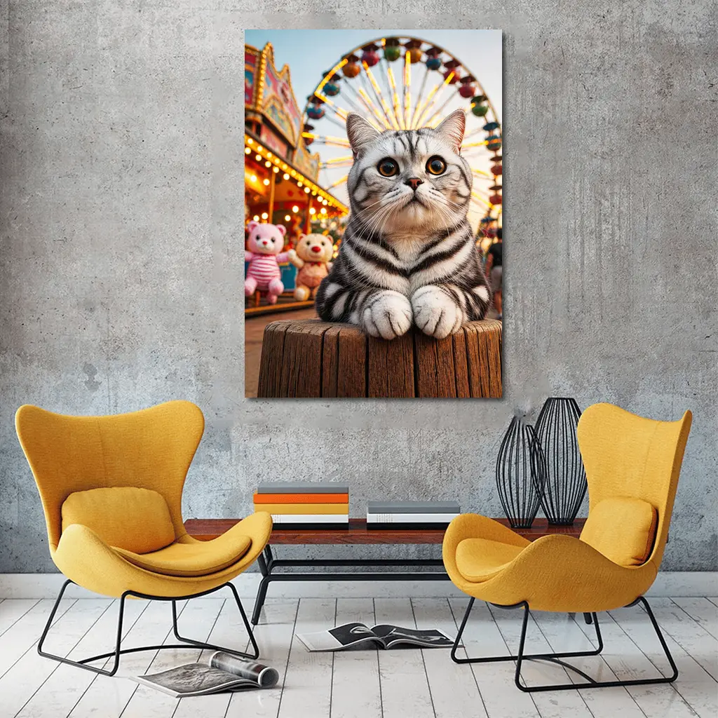 American Shorthair Cat Carnival Ferris Wheel – Wall Art