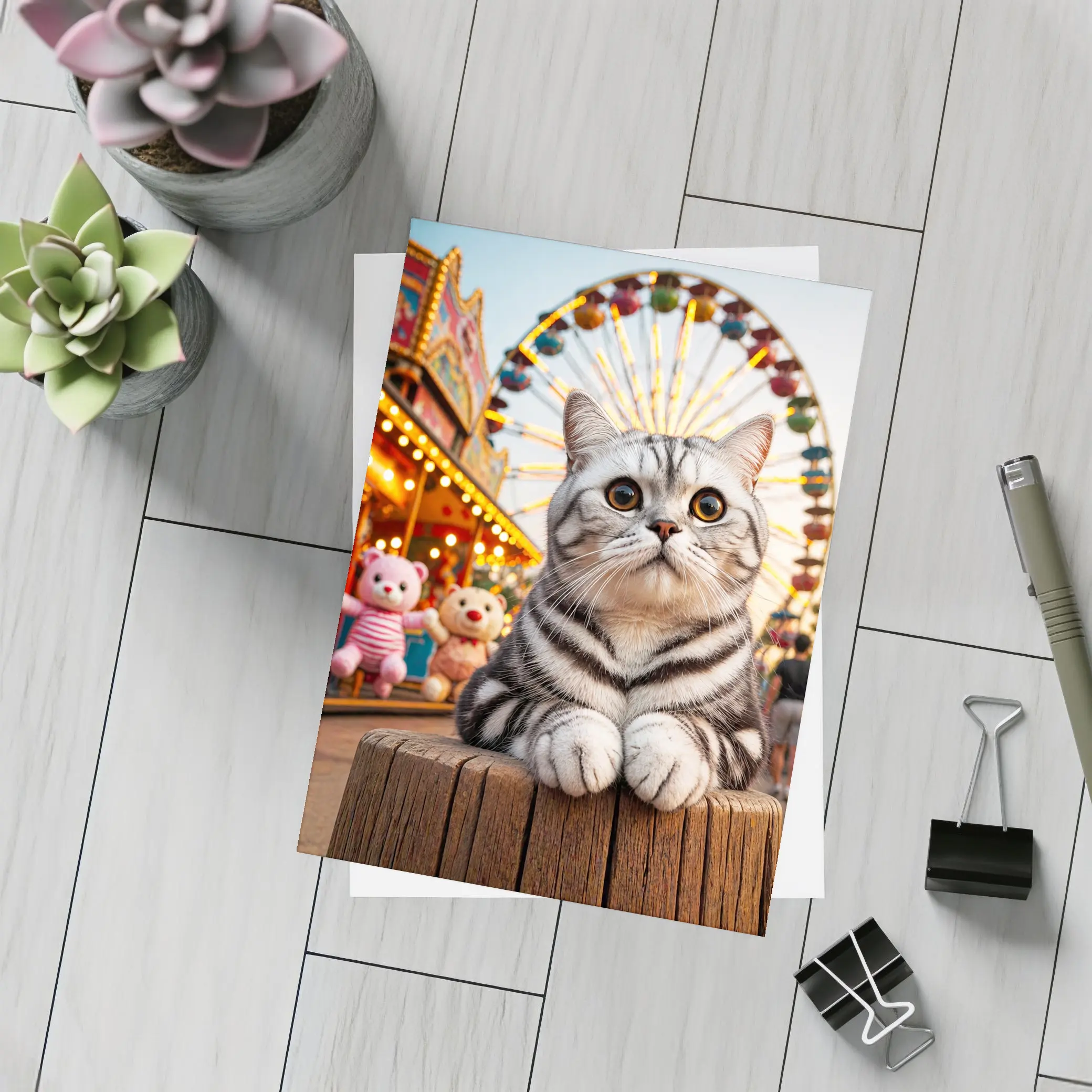 American Shorthair Cat Carnival Ferris Wheel – Postcards