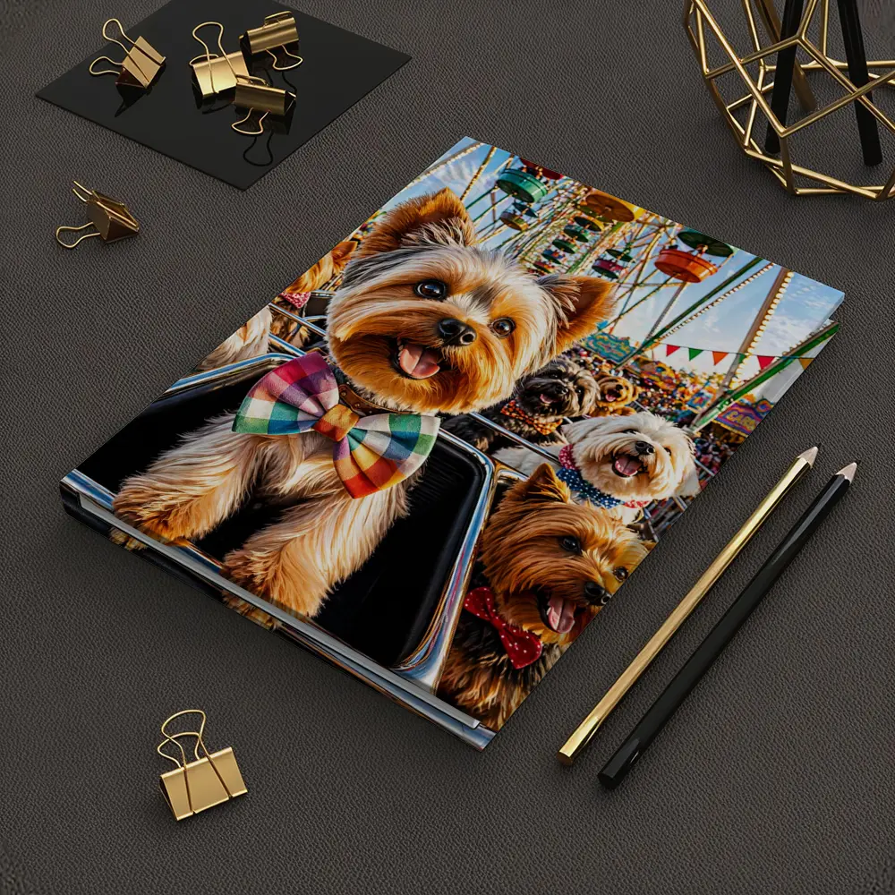 Yorkshire Terriers at Colorful Carnival Fair – Notebooks