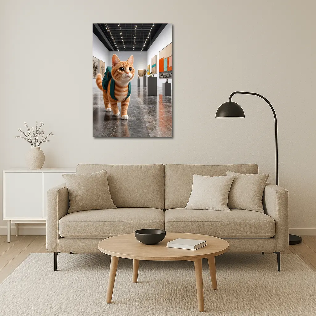 Orange Tabby Cat Exploring Art Gallery – Wall Art
