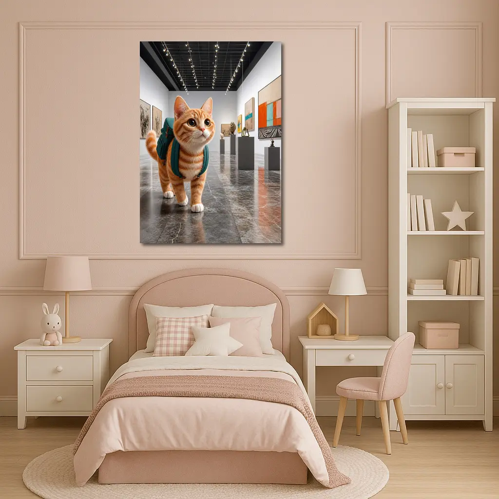 Orange Tabby Cat Exploring Art Gallery – Wall Art