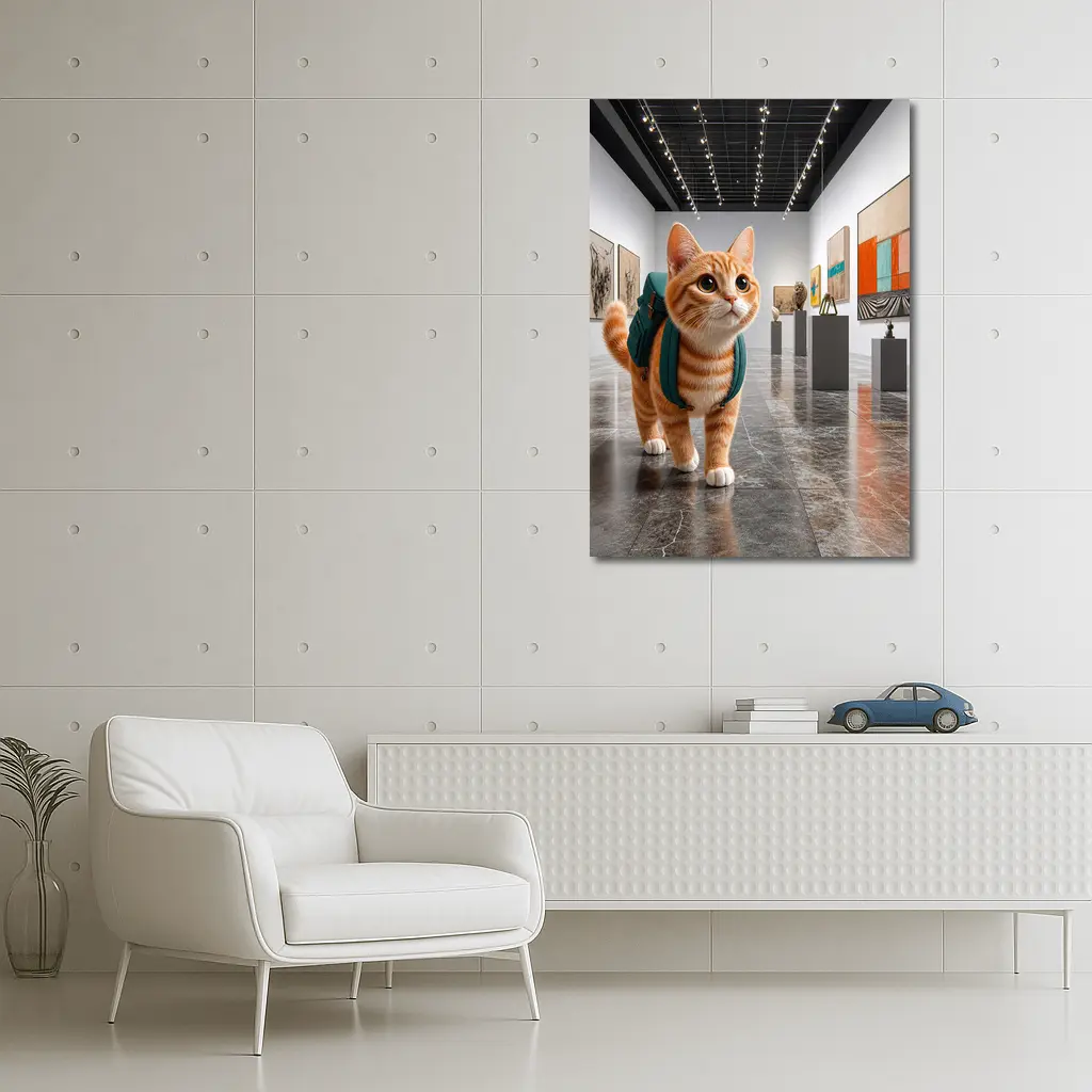 Orange Tabby Cat Exploring Art Gallery – Wall Art