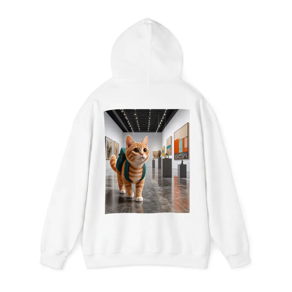 Orange Tabby Cat Exploring Art Gallery – Hoodies