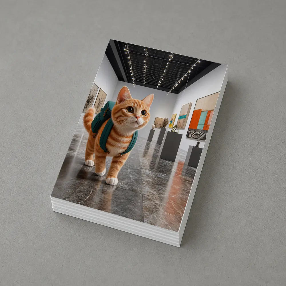 Orange Tabby Cat Exploring Art Gallery – Postcards