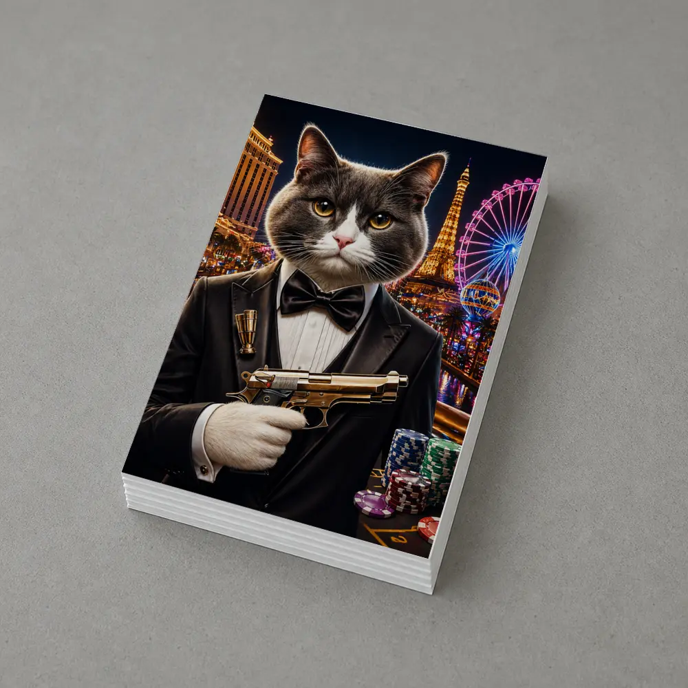 Gray Cat Spy Tuxedo Las Vegas Casino – Postcards