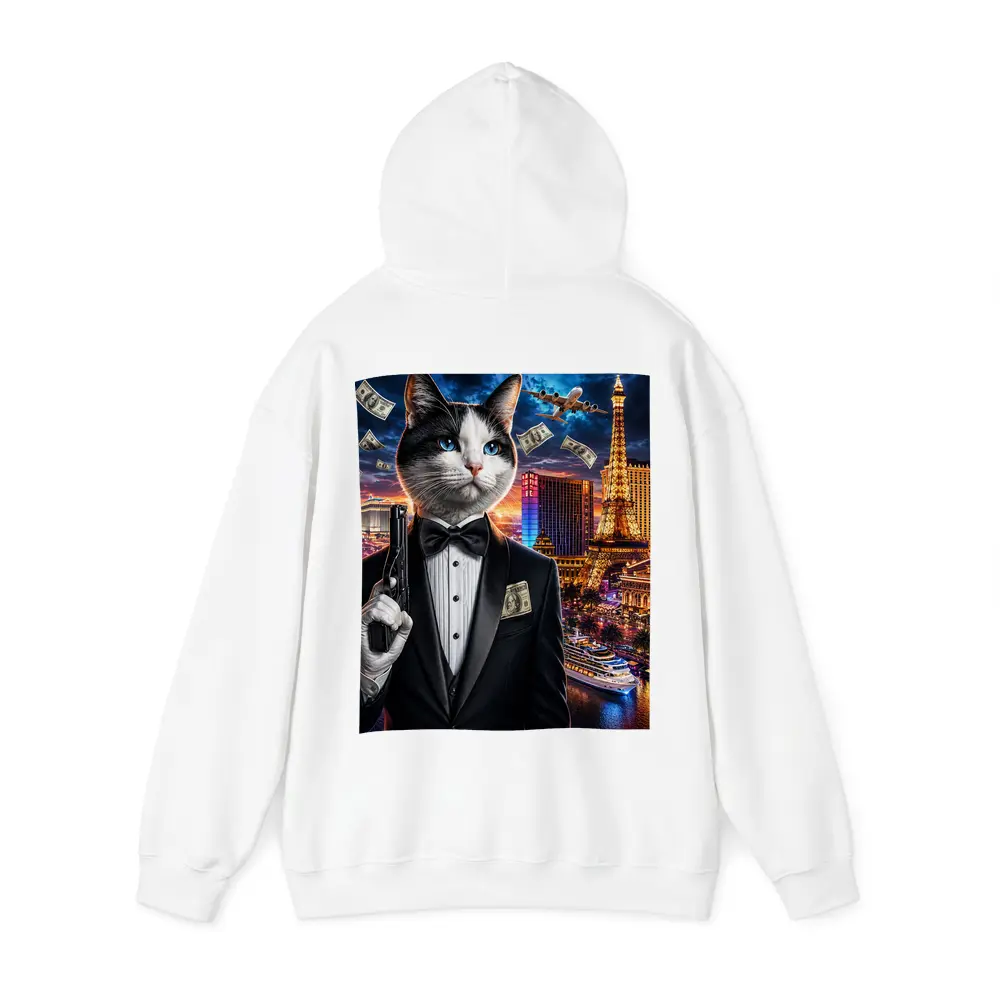 Tuxedo Cat Secret Agent Las Vegas Night – Hoodies