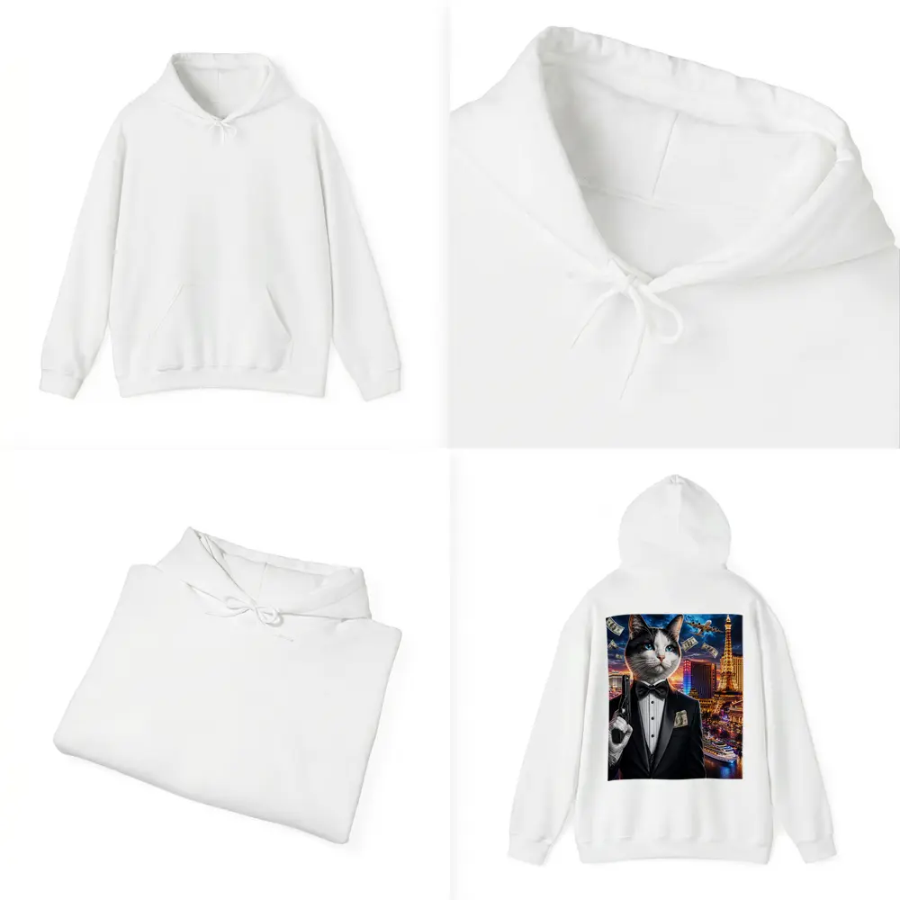 Tuxedo Cat Secret Agent Las Vegas Night – Hoodies