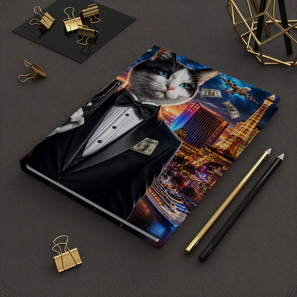 Tuxedo Cat Secret Agent Las Vegas Night – Notebooks