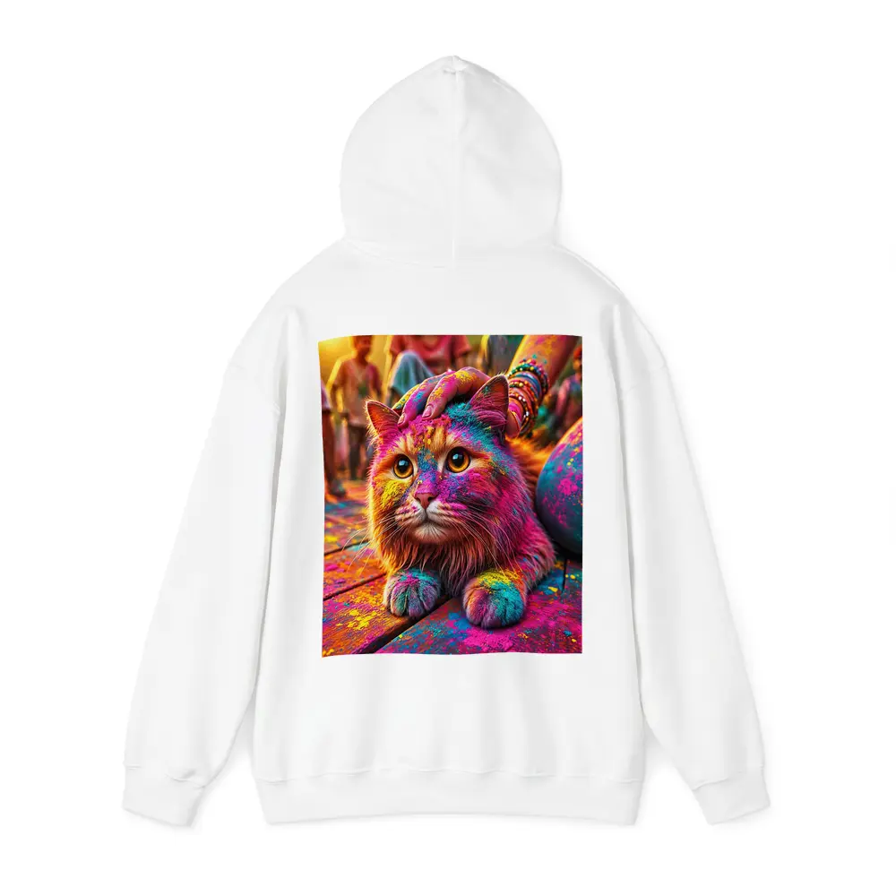 Colorful Cat Covered in Holi Festival Powder – Hoodies