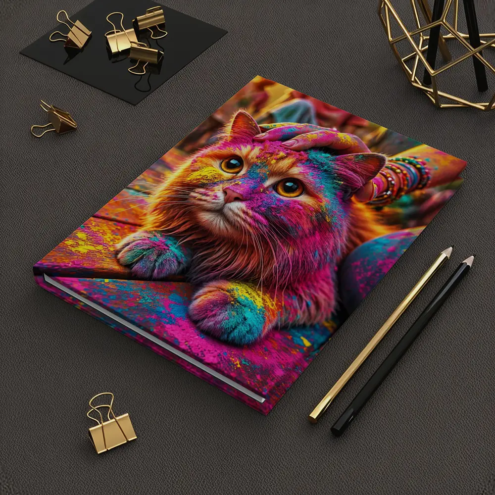 Colorful Cat Covered in Holi Festival Powder – Notebooks