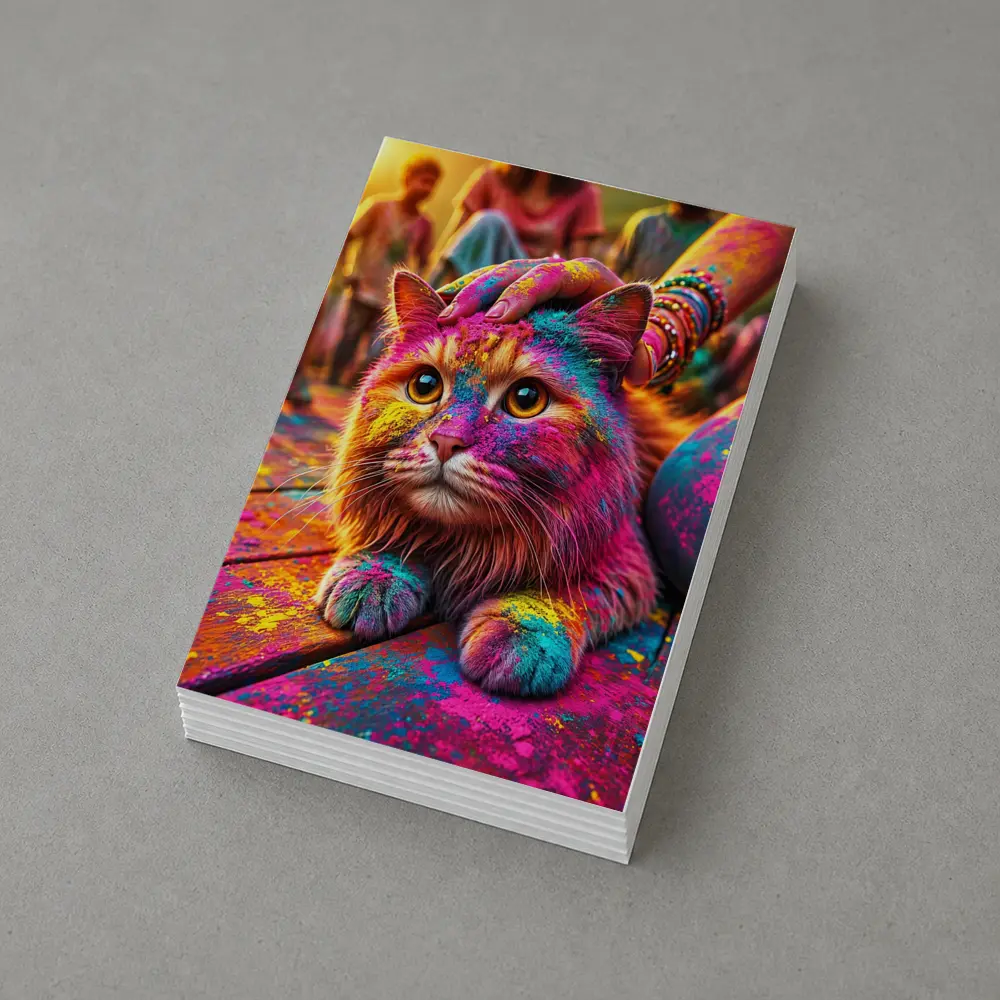 Colorful Cat Covered in Holi Festival Powder – Postcards